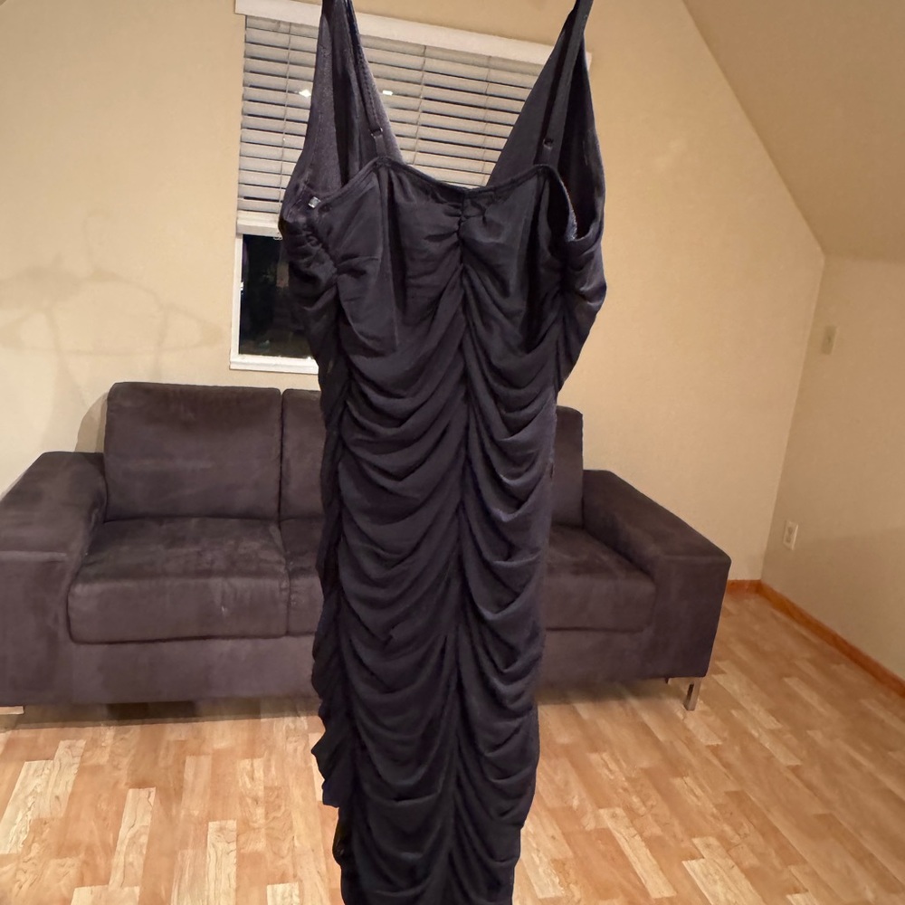 Mind Code Black Backless Ruched Dress - Picture 2 of 3